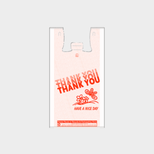 White Thank You T-Shirt Bag - Red Print