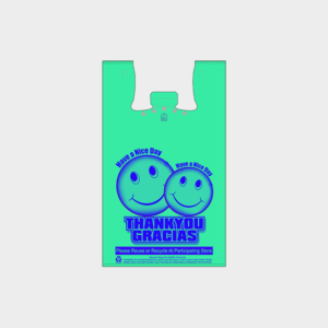 Green Happy Faces T-Shirt Bag - Blue Print