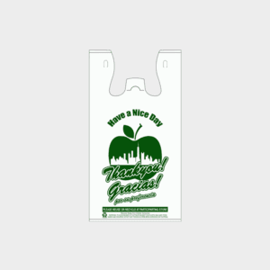 White Apple T-Shirt Bag - Green Print