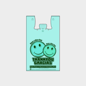 Clear Happy Face T-Shirt Bag - Green Print