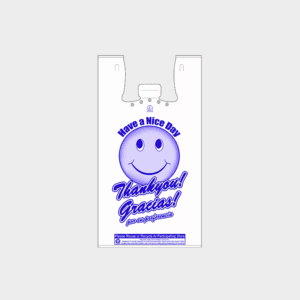 White Happy Face T-Shirt Bag - Blue Print